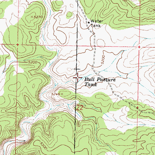Topographic Map of Bull Pasture Tank, AZ