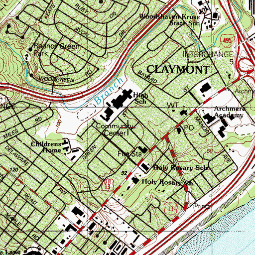 Topographic Map of Claymont Terrace, DE