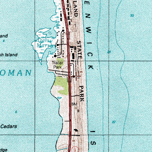 Topographic Map of The Shoals, DE