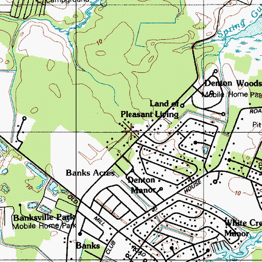 Topographic Map of Land of Pleasant Living, DE