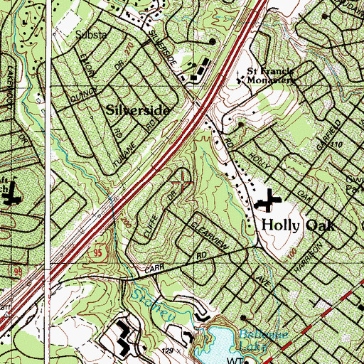 Topographic Map of Wycliff, DE