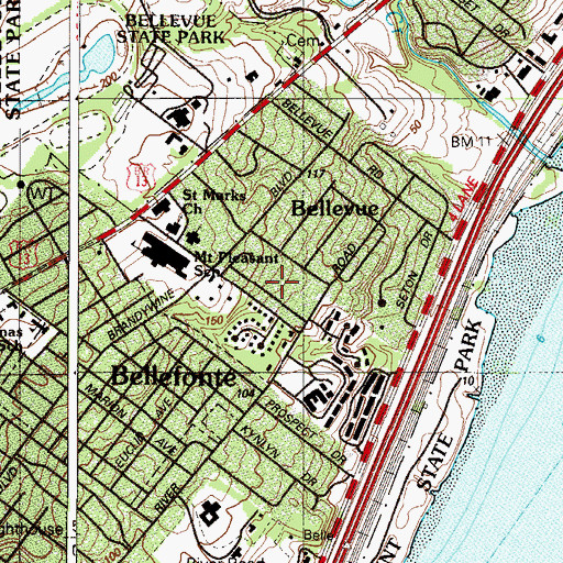 Topographic Map of Cragmere, DE