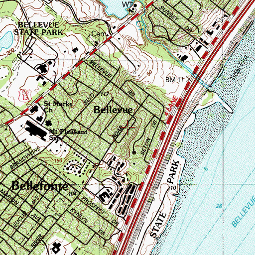 Topographic Map of Seton Villa, DE