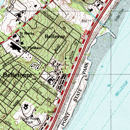 Topographic Map of Cragmere Woods, DE