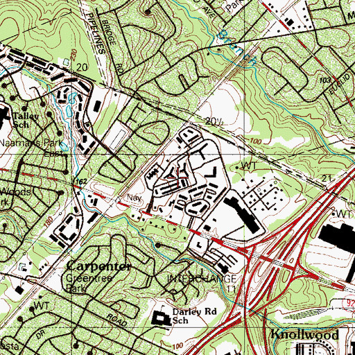 Topographic Map of Riverview Gardens, DE