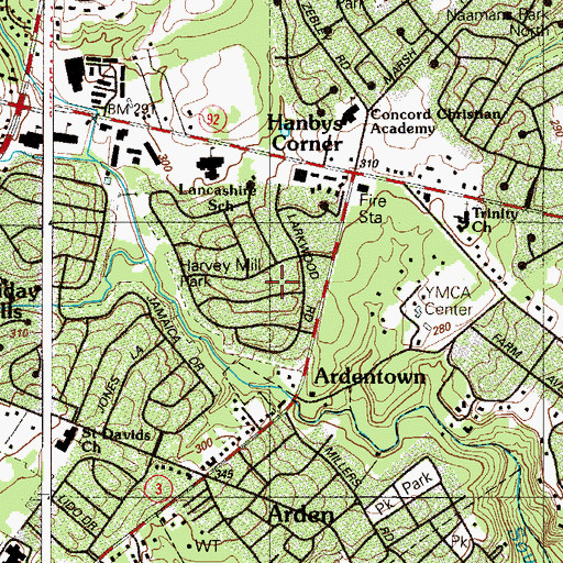 Topographic Map of Lancashire, DE