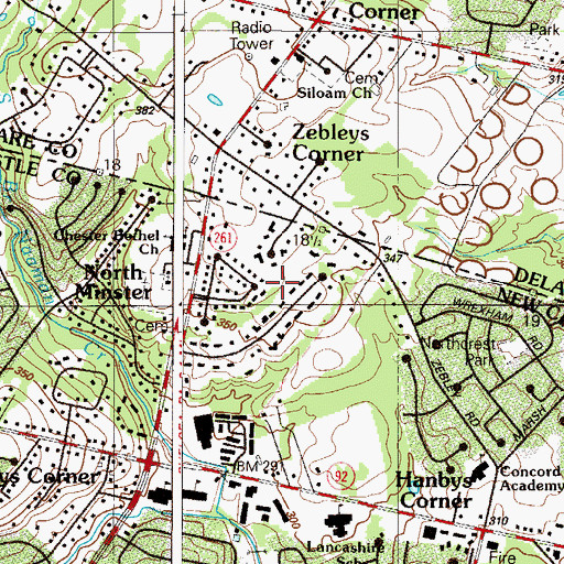 Topographic Map of Northcrest, DE