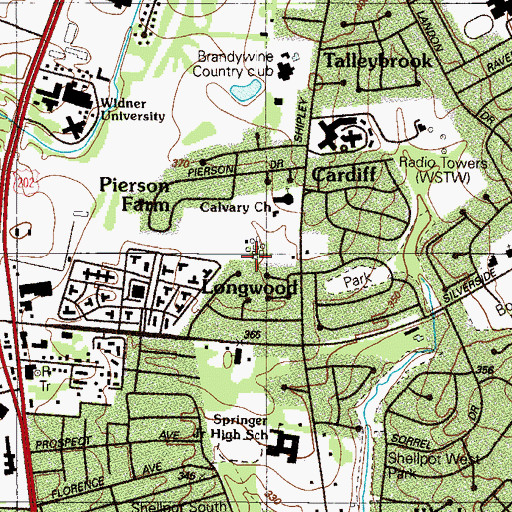 Topographic Map of Pierson Farms, DE