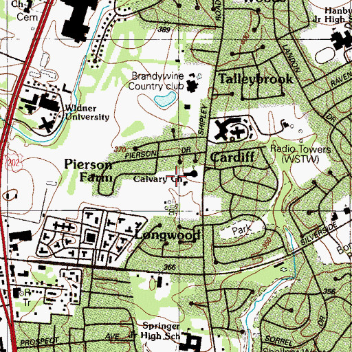 Topographic Map of Cardiff, DE