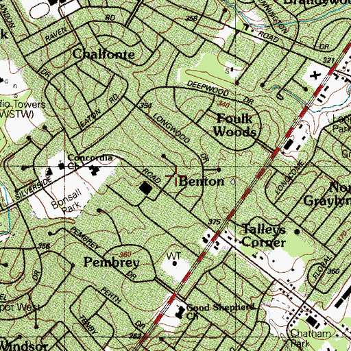 Topographic Map of Benton, DE