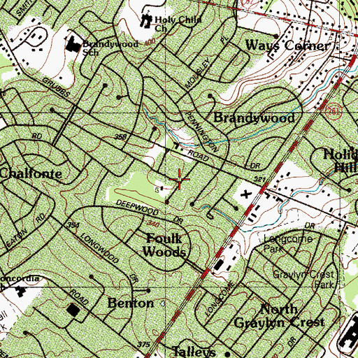 Topographic Map of Kershaw Acres, DE