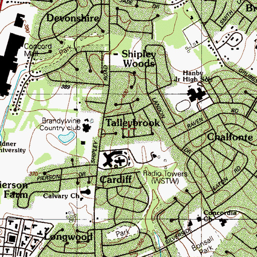 Topographic Map of Talley Brook, DE