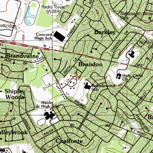 Topographic Map of Hampton, DE