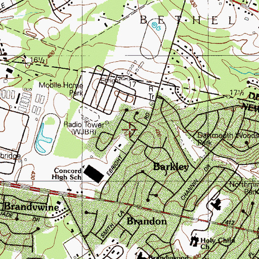 Topographic Map of Brandywine Forge, DE