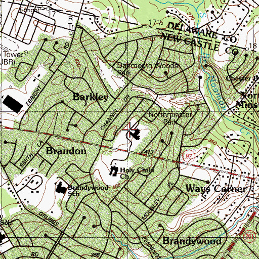 Topographic Map of Pennington, DE