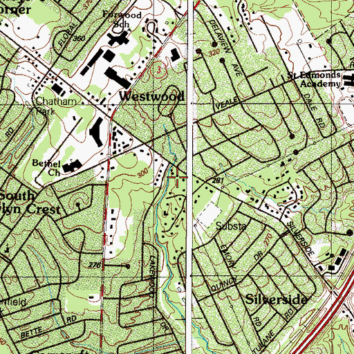 Topographic Map of Forwood, DE