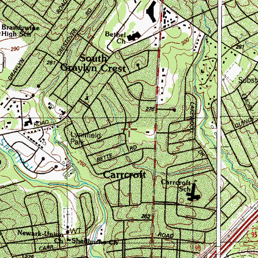 Topographic Map of Glenside Farms, DE