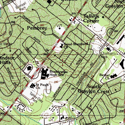 Topographic Map of Heatherbrooke, DE