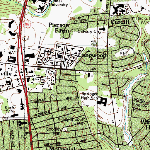 Topographic Map of Colonial Woods, DE