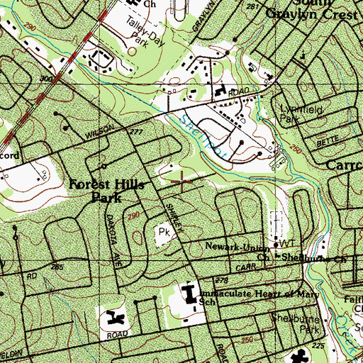 Topographic Map of Gumwood, DE