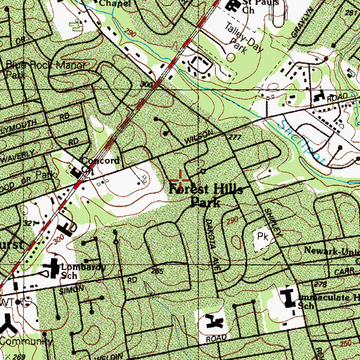 Topographic Map of Clermont, DE