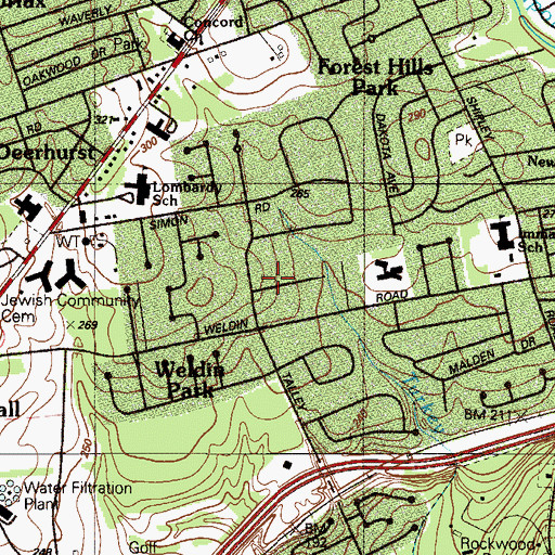Topographic Map of Beechwold, DE