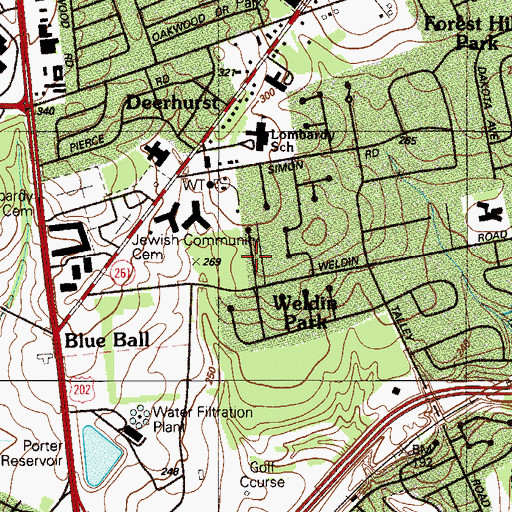 Topographic Map of Delwoods, DE