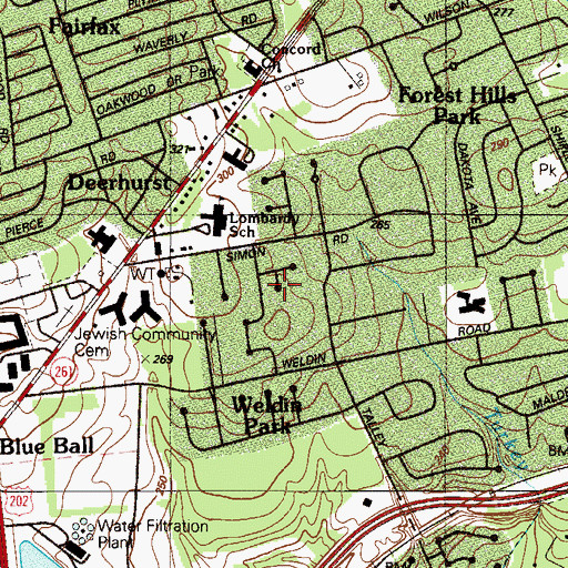 Topographic Map of Weldin Farms, DE
