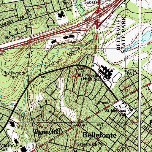 Topographic Map of North Hills, DE
