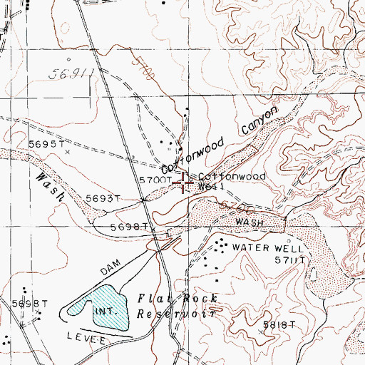 Topographic Map of Cottonwood Well, AZ