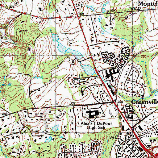 Topographic Map of Greenville Development, DE