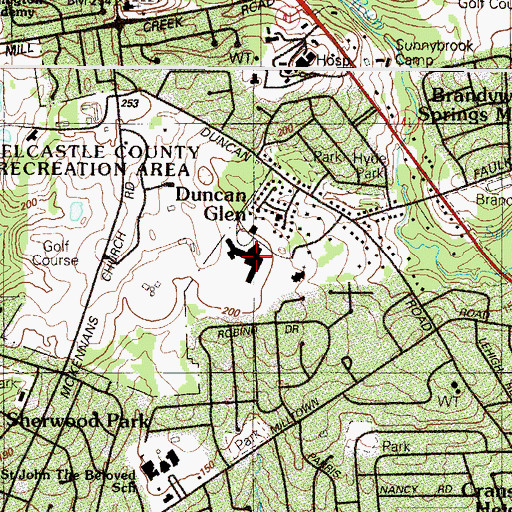 Topographic Map of Duncan Glen, DE
