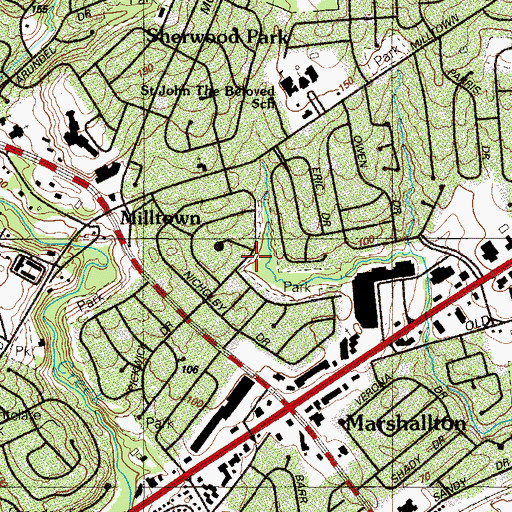 Topographic Map of Limestone Gardene, DE