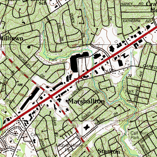 Topographic Map of Sheridan Square, DE