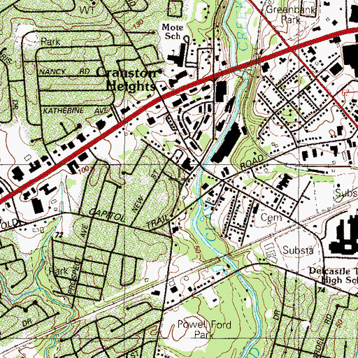 Topographic Map of Marshallton Green, DE