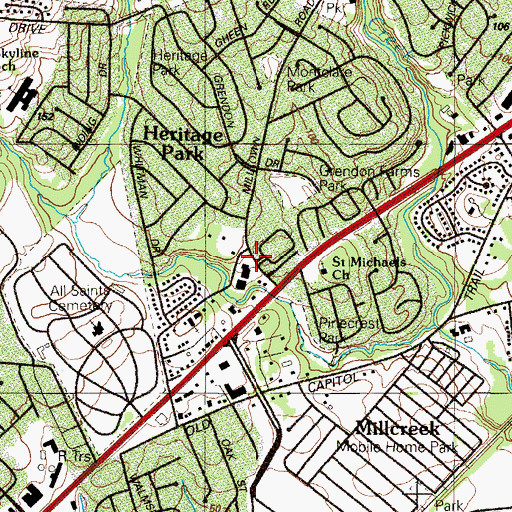 Topographic Map of Wood Mill, DE