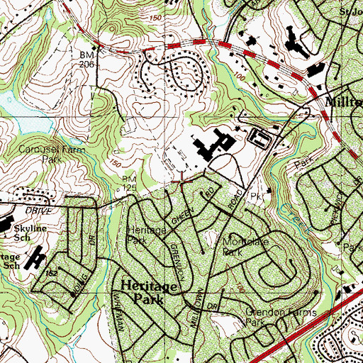 Topographic Map of Montclare, DE