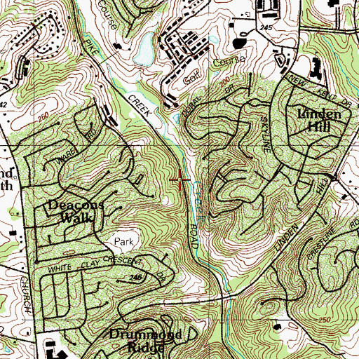 Topographic Map of Fairway Falls, DE