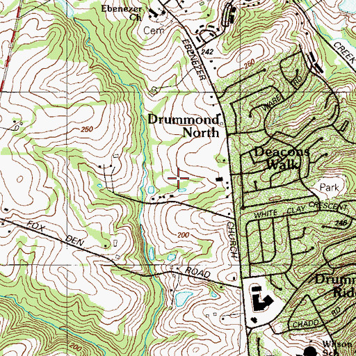 Topographic Map of Deacons Walk, DE