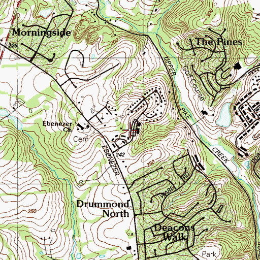 Topographic Map of Foxfire, DE