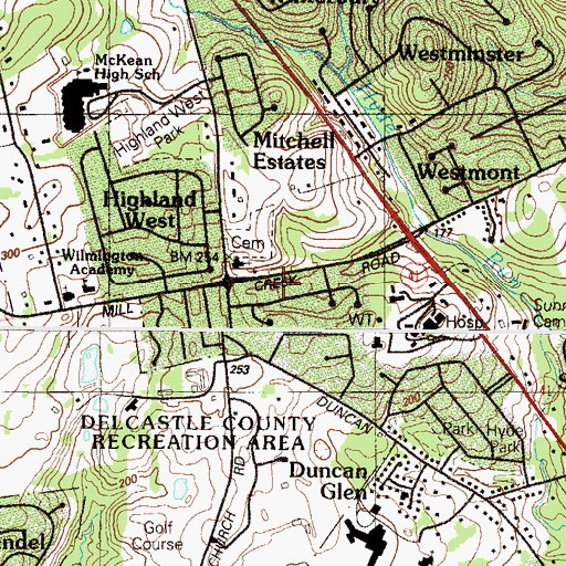 Topographic Map of Coffee Run, DE