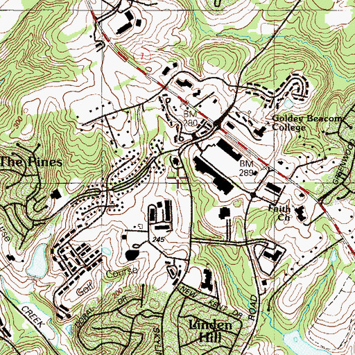 Topographic Map of Woodcreek, DE