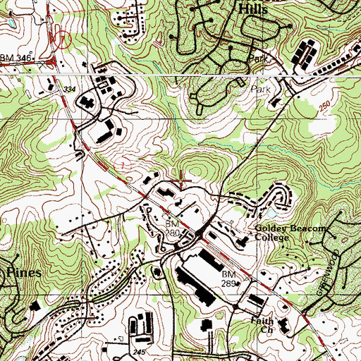 Topographic Map of Weatherhill Farms, DE