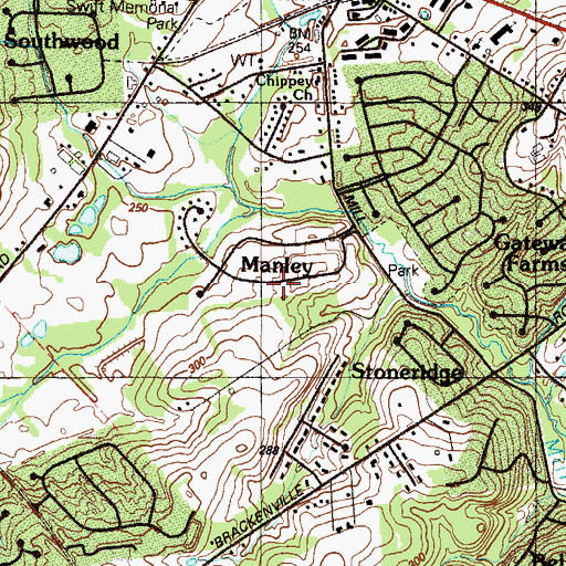 Topographic Map of Manley, DE
