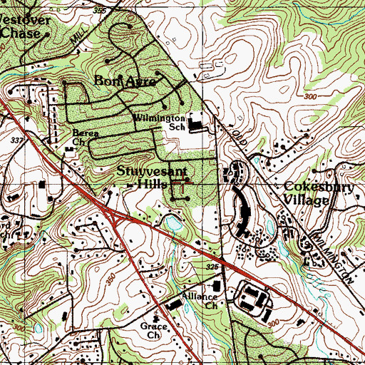 Topographic Map of Stuyvesant Hills, DE