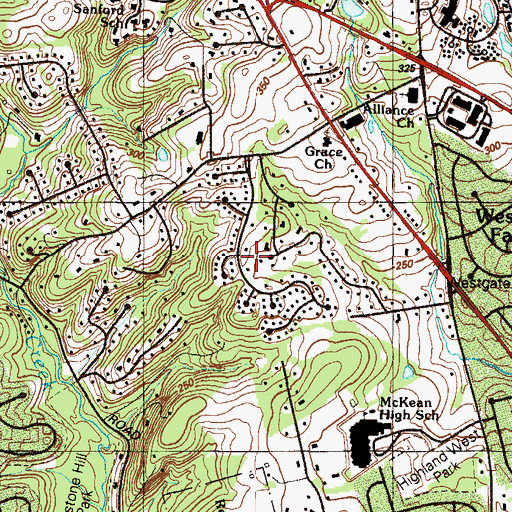 Topographic Map of Quail Ridge, DE