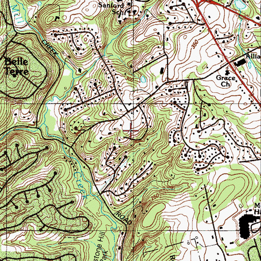 Topographic Map of Rolling Ridge, DE