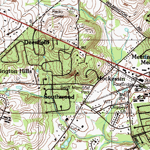 Topographic Map of Vintage Village, DE