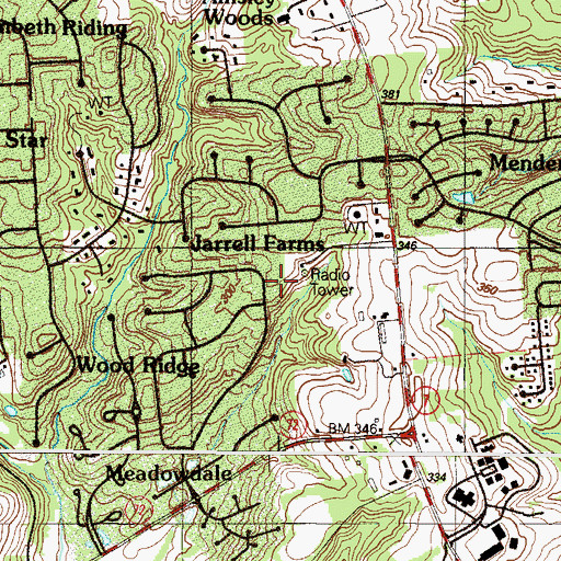 Topographic Map of Jarrell Farms, DE