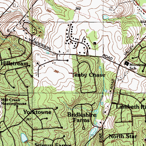 Topographic Map of Tenby Chase, DE